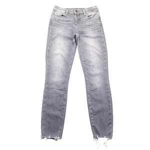 PAIGE Verdugo Ankle Skinny Jeans Grey Silver Dollar Destructed Hem W6486 Size 25